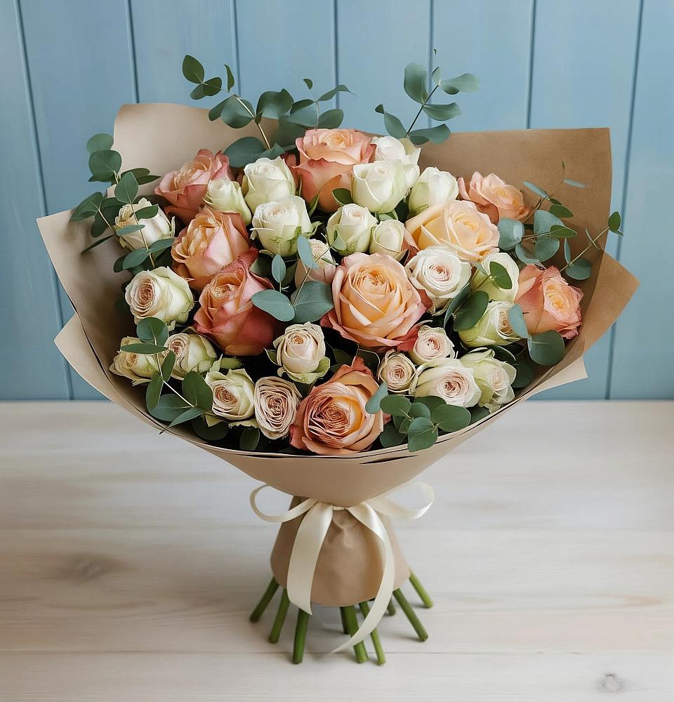 Букет цветов из: Альстромерии и Розы в Атамановке