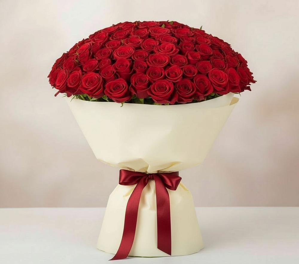 Букет 101 Красная роза Милано в Атамановке