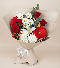 Букет цветов из:  Розы, Хризантемы, Герберы и Лилии в Атамановке