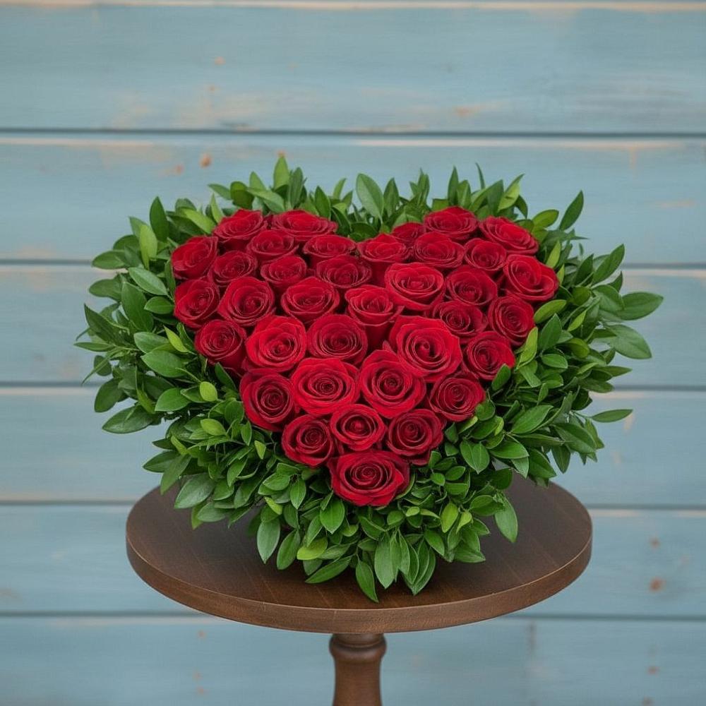 Цветочная композиция из Розы в виде сердца в Атамановке