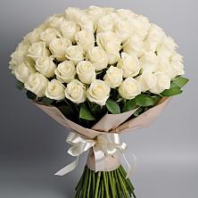 Букет 101 беля роза Белоснежка в Атамановке