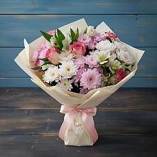 Букет цветов из:  Хризантемы, Альстромерии и Розы в Атамановке