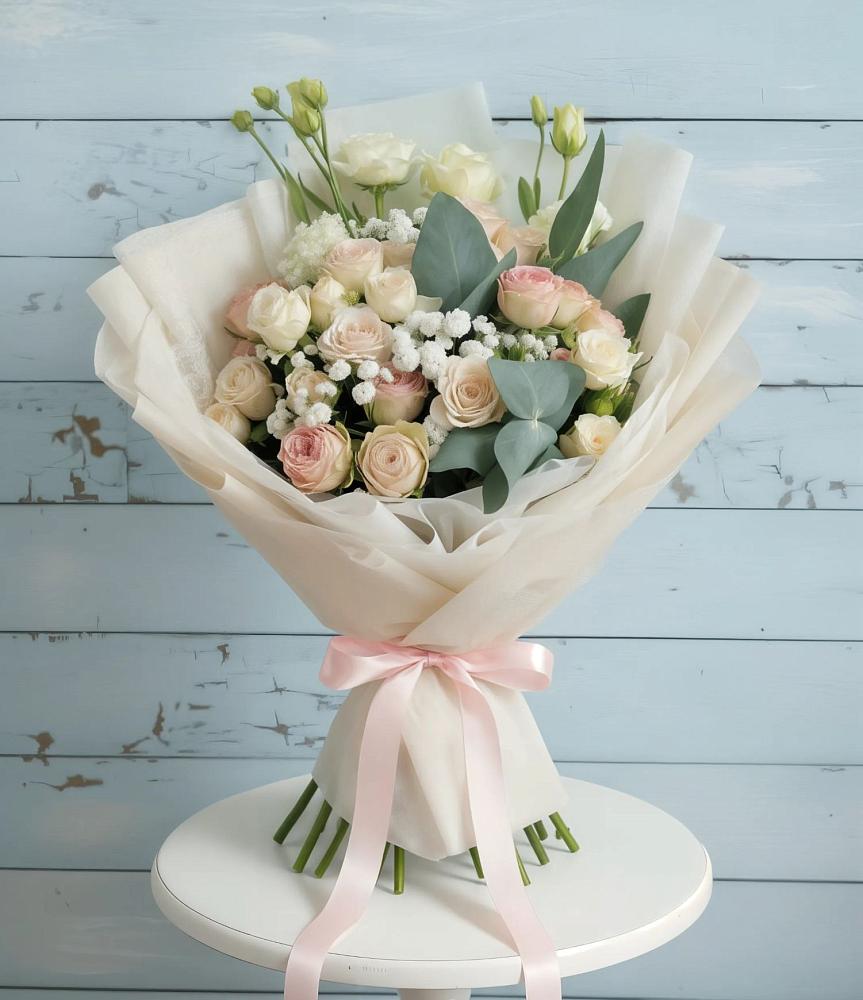 Букет цветов из: Розы и Лизиантусы в Атамановке