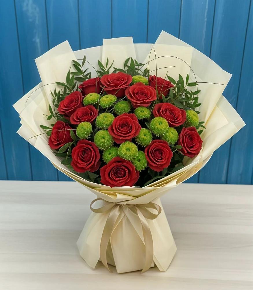 Букет цветов из: Розы и Хризантемы в Атамановке